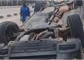 One dead, three injured as Lexus overturns on Lagos Coastal Road